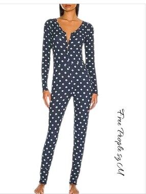 NWOT Free People Home Alone Long Johns Pajamas  sz M